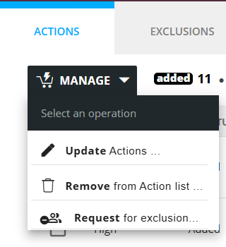 Filter the Action Plan by exclusion status