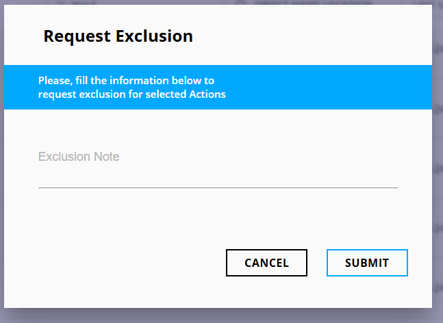 Action Plan filtered by exclusion status